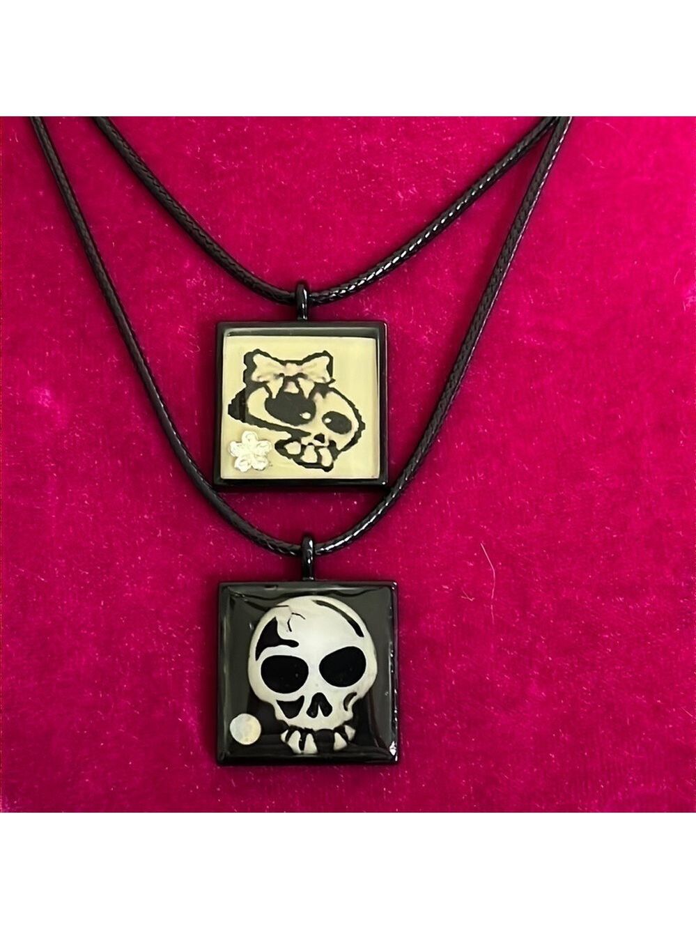 RESIN Skull Necklace Set Skeleton Pendant Gothic